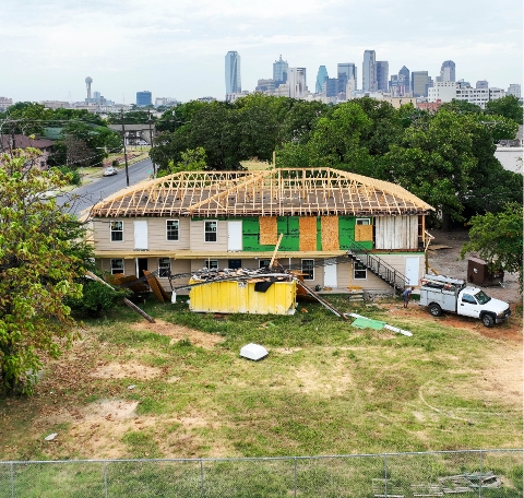 An apartment building in the process of being built